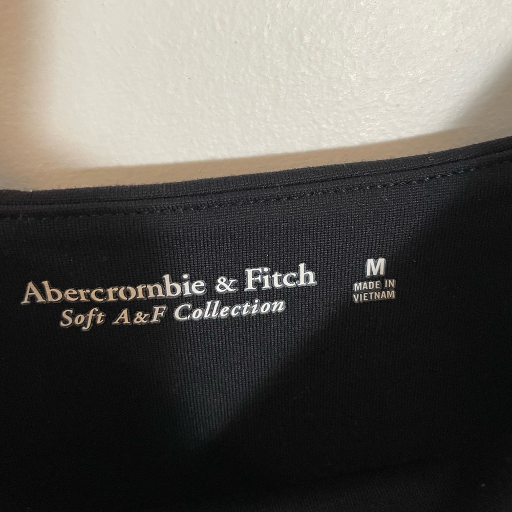 Abercrombie & Fitch Square Neckline Soft Thong Snap Bodysuit Black Size Med EUC - Picture 2 of 7